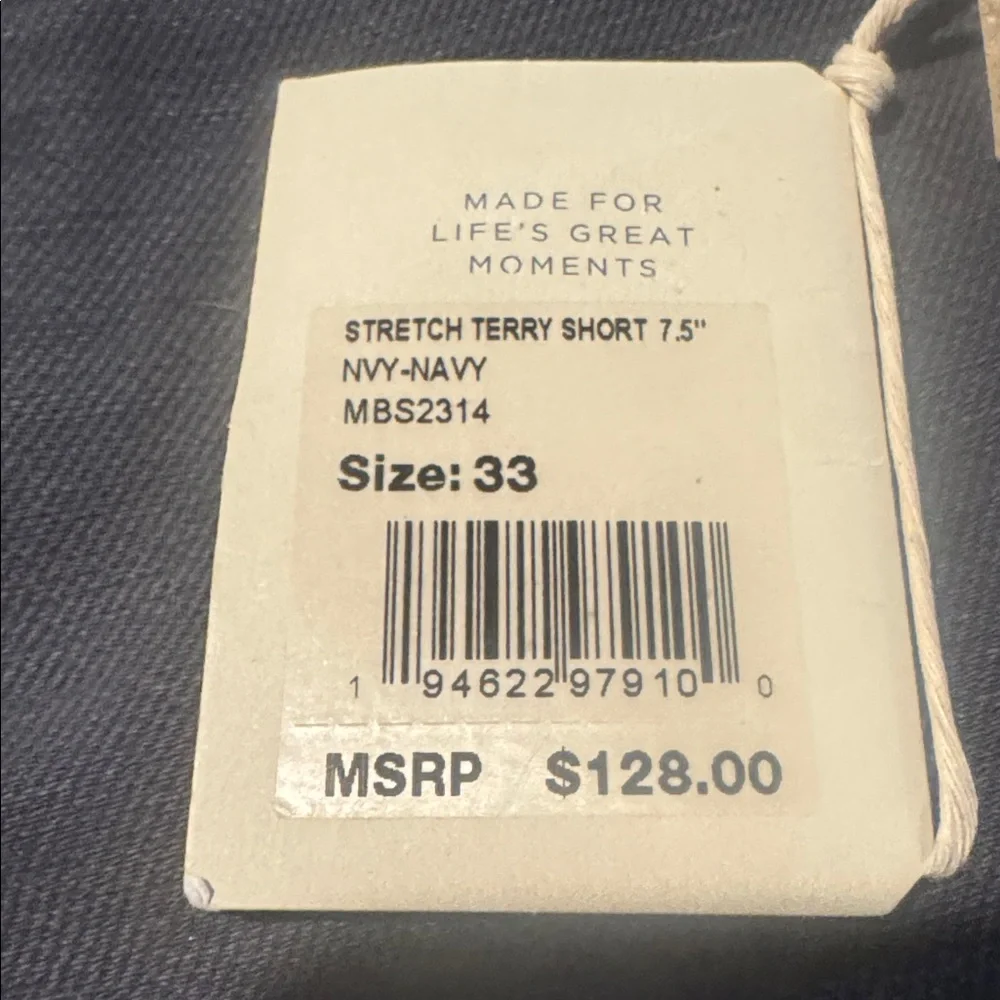 NWT Faherty 7.5” Stretch Terry Shorts in Navy
